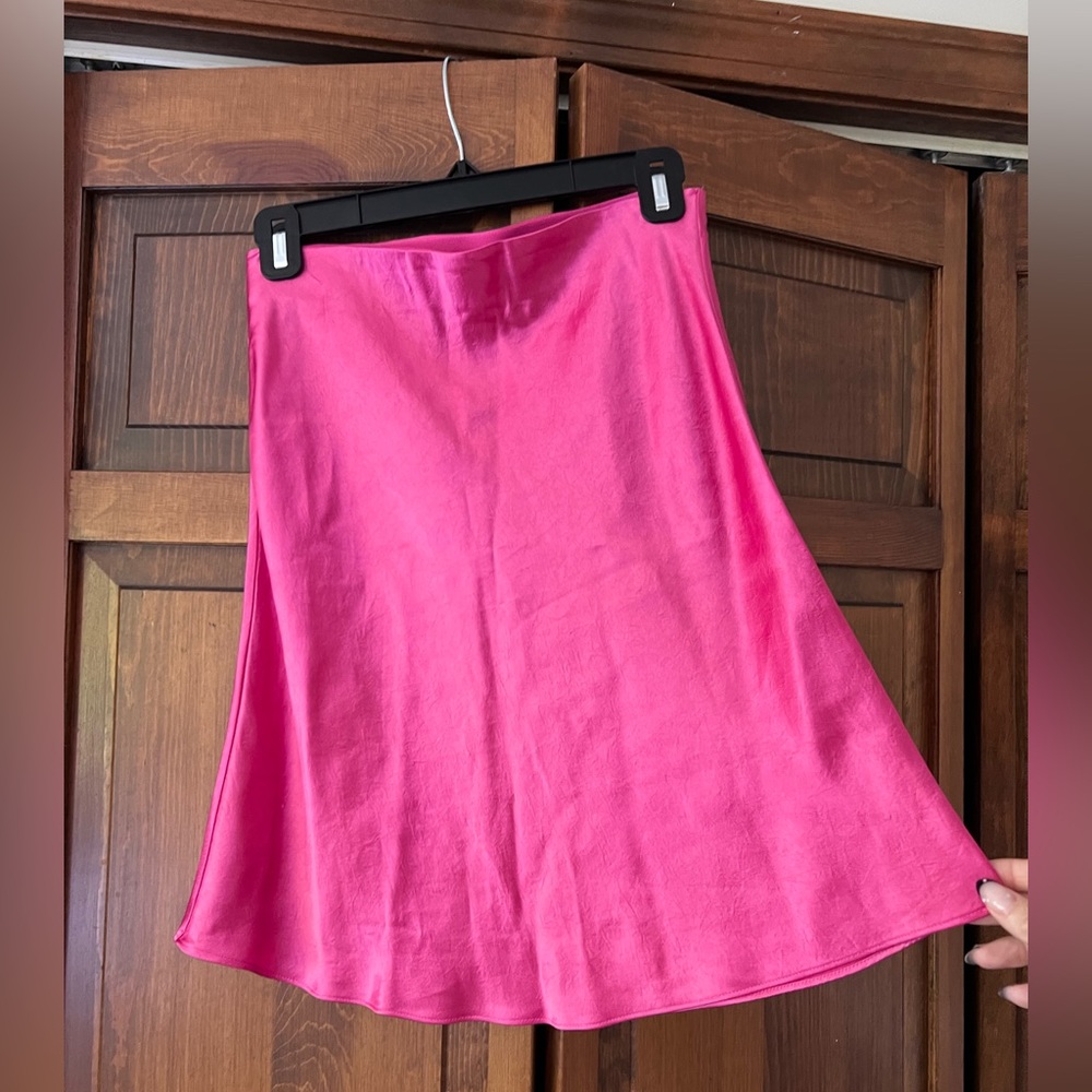 Pink satin skirt